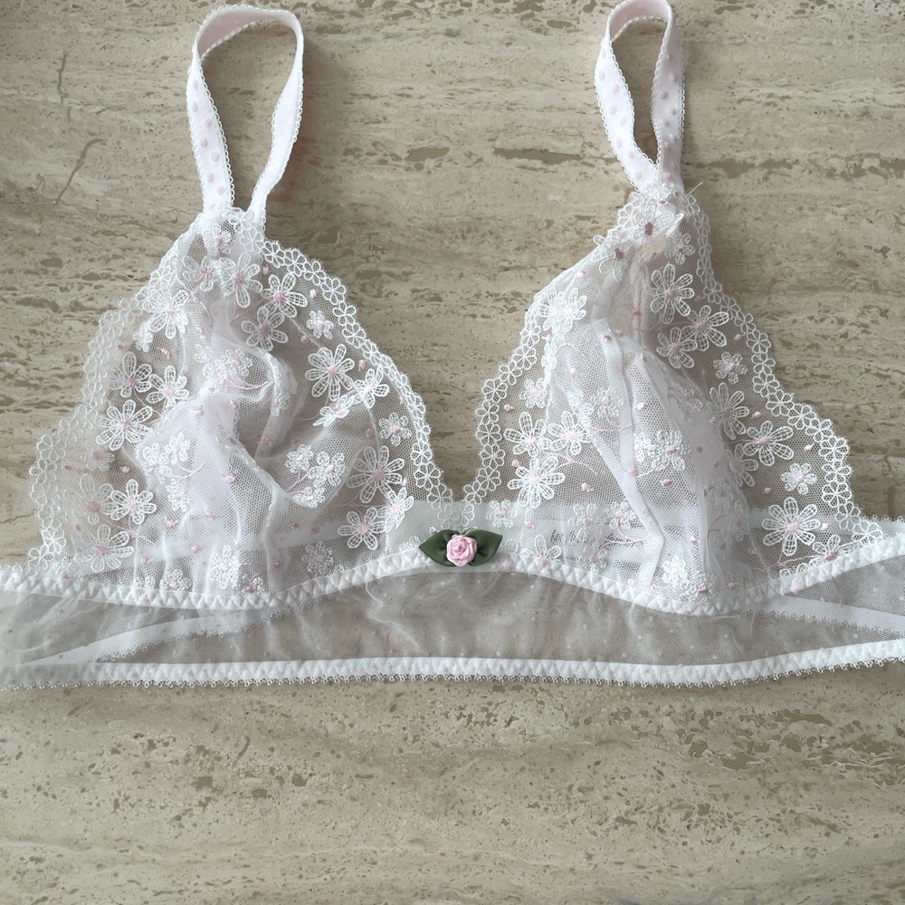 For Love and Lemons Lace Bralette with Floral Embroidery